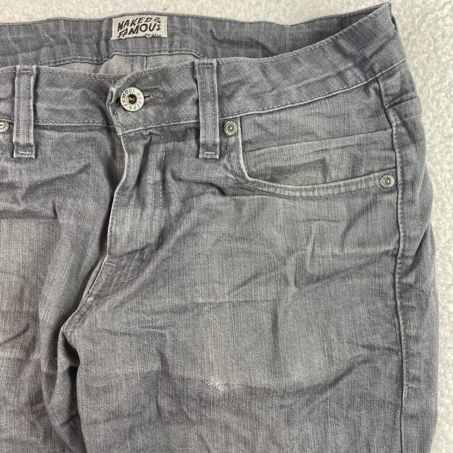 Naked & Famous Grey Stretch Skinny Guy Gray Jeans