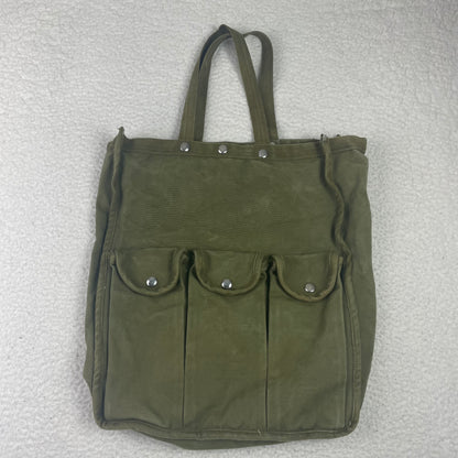 Vintage Military Canvas Cloth Camo Green Satchel Bag