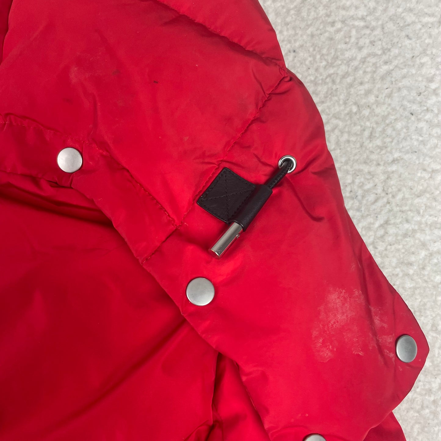 Mackage Aubrey Madalyn Red Hooded Puffer Jacket with Ribbed Trim