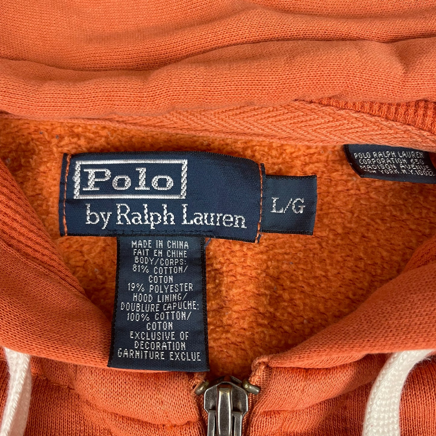Polo Ralph Lauren Salmon Orange Full Zip Hoodie Embroidered Pony Logo