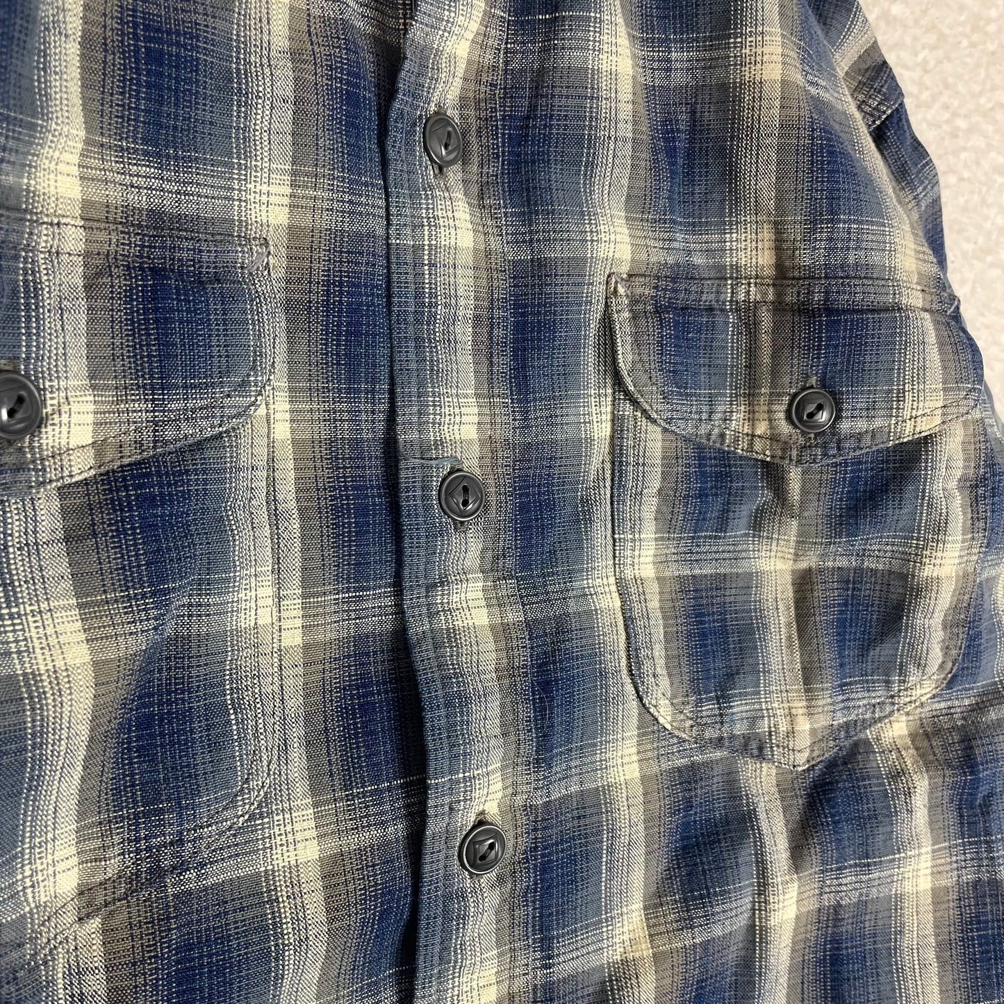RRL Ralph Lauren Button Up Blue Flannel Shirt