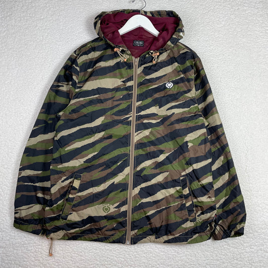 Retro Circa Zip Up Camo Military Green Windbreaker Jacket