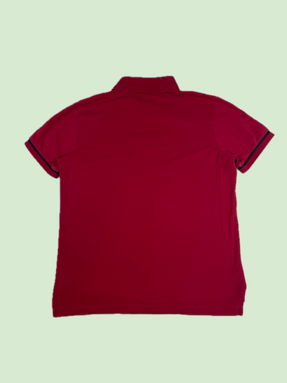 Prada Milano Red Short Sleeve Polo Shirt with Logo Patch