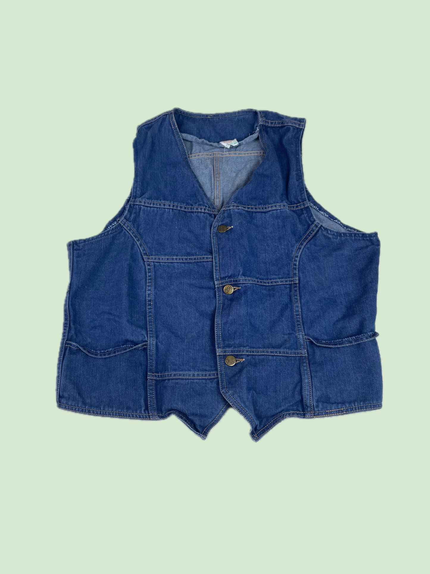 Lee Vintage Blue Denim Button Up Vest