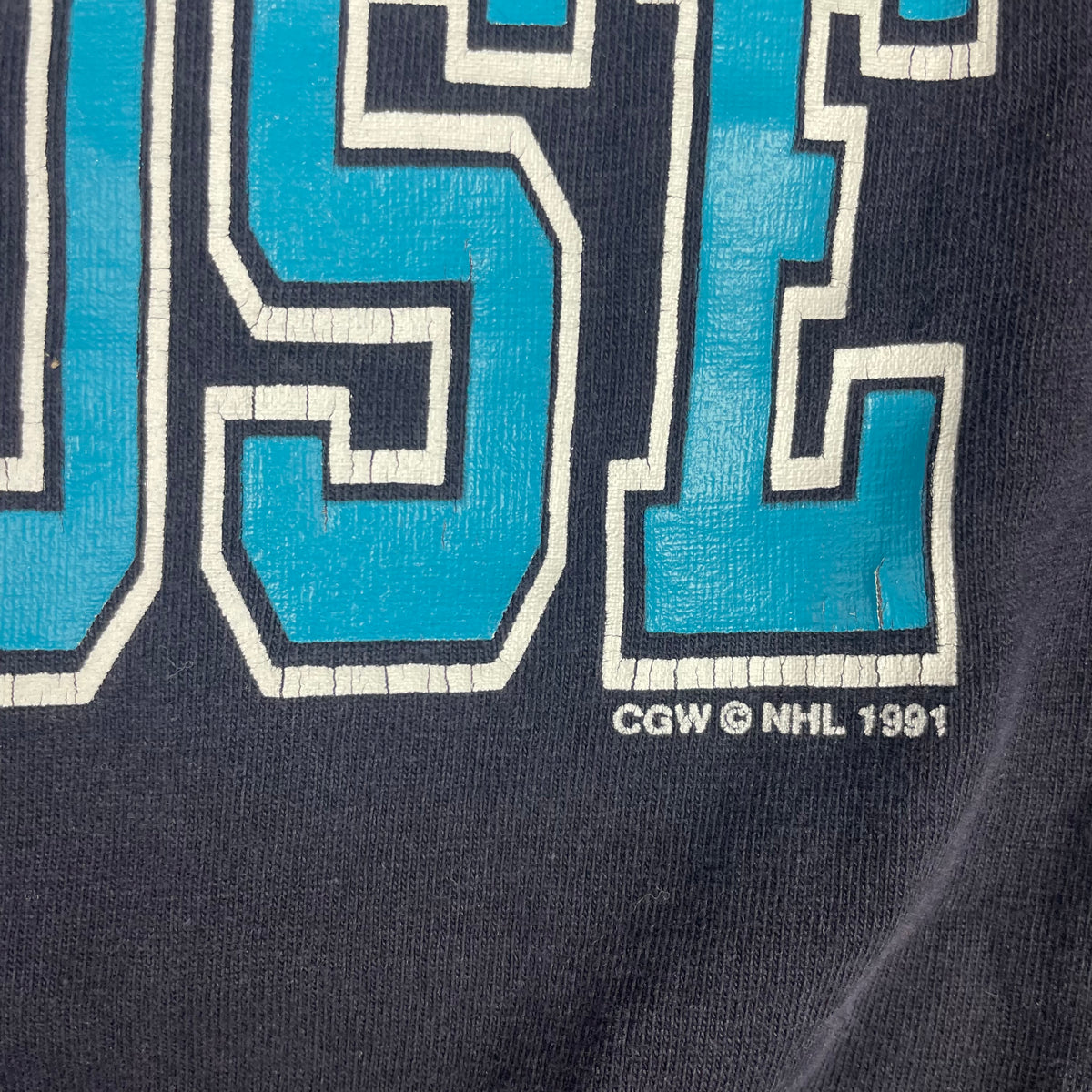 Vintage Waves Black San Jose Sharks NHL Hockey Graphic Shirt XL 1991