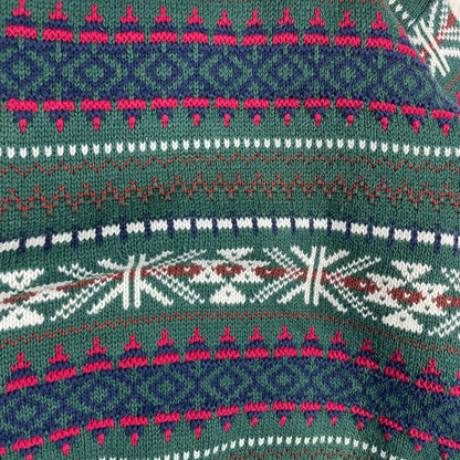 Vintage Fair Isle Nordic Green Blue Red Sweater