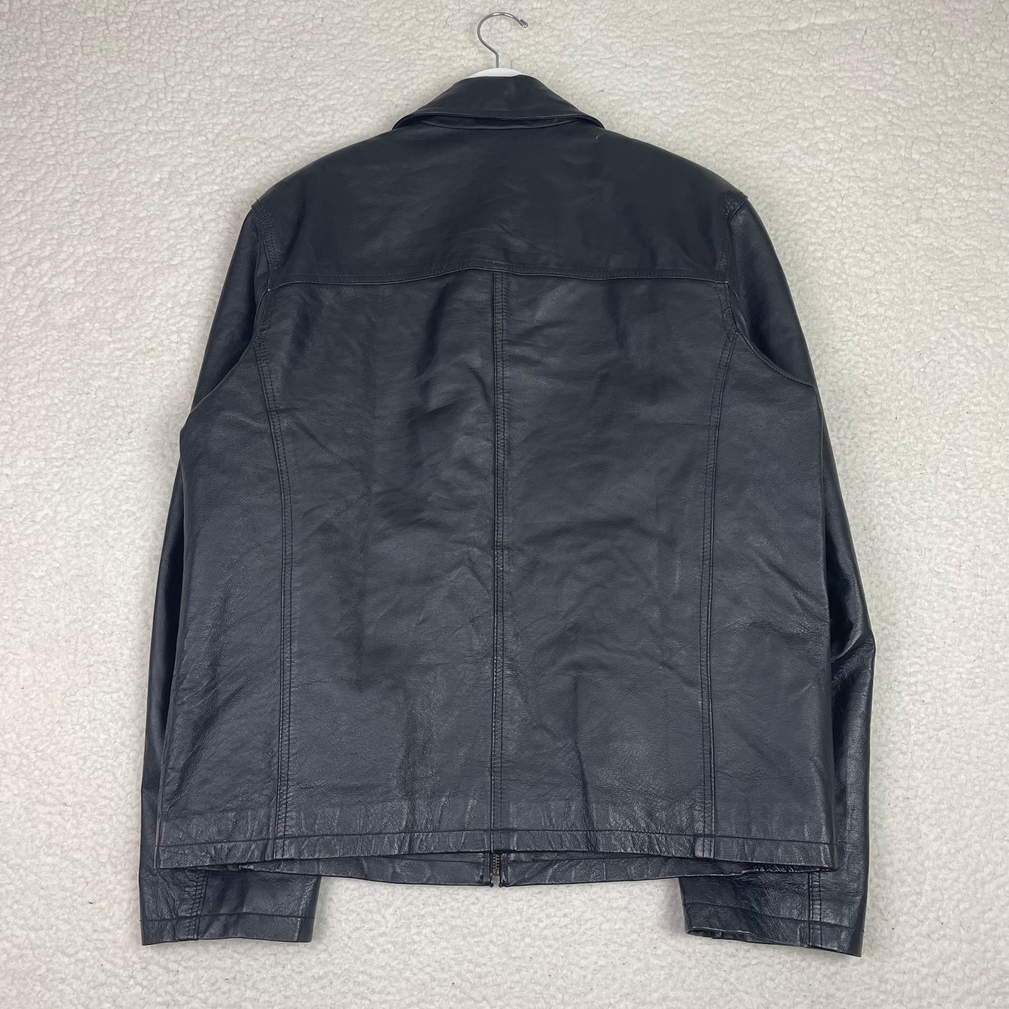 Vintage Leather Harrington Style Black Zip Up Jacket