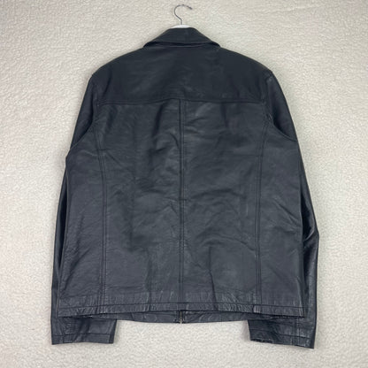 Vintage Leather Harrington Style Black Zip Up Jacket
