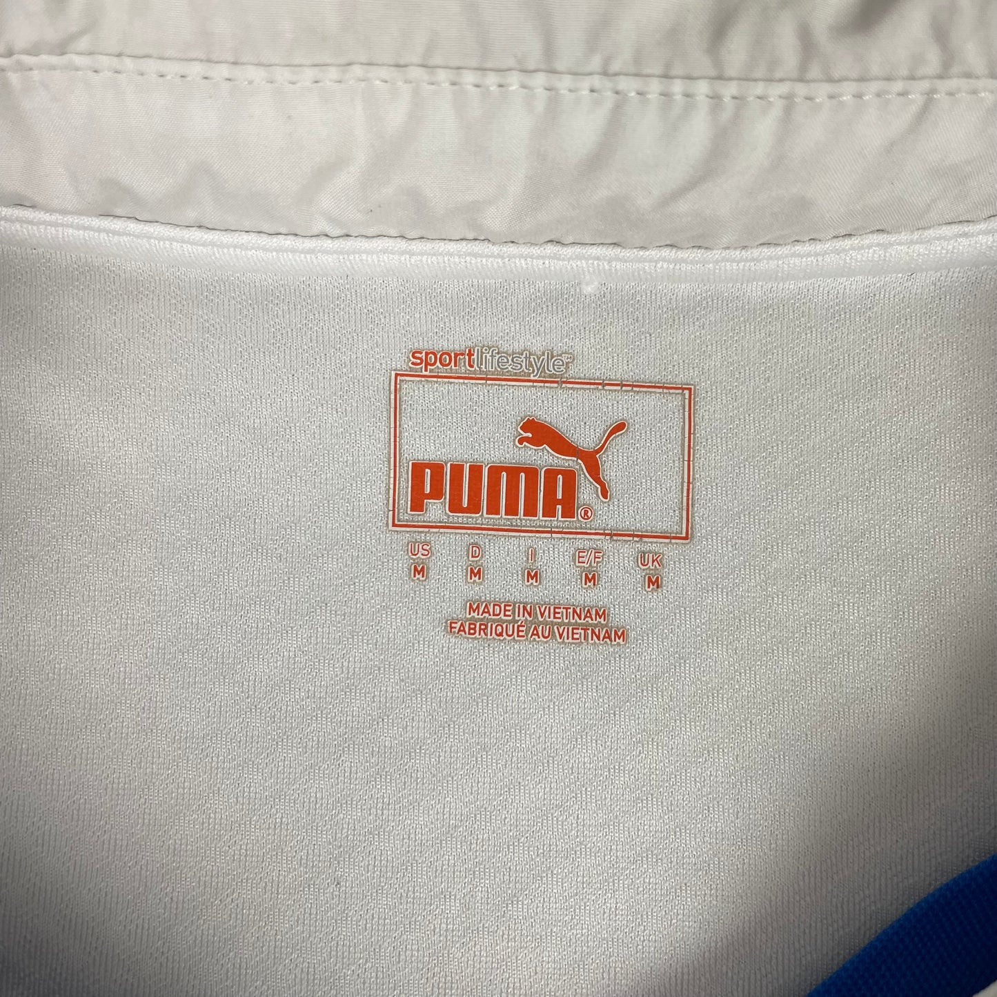 Vintage Puma Italy FIGC National Team Soccer Jersey White Blue