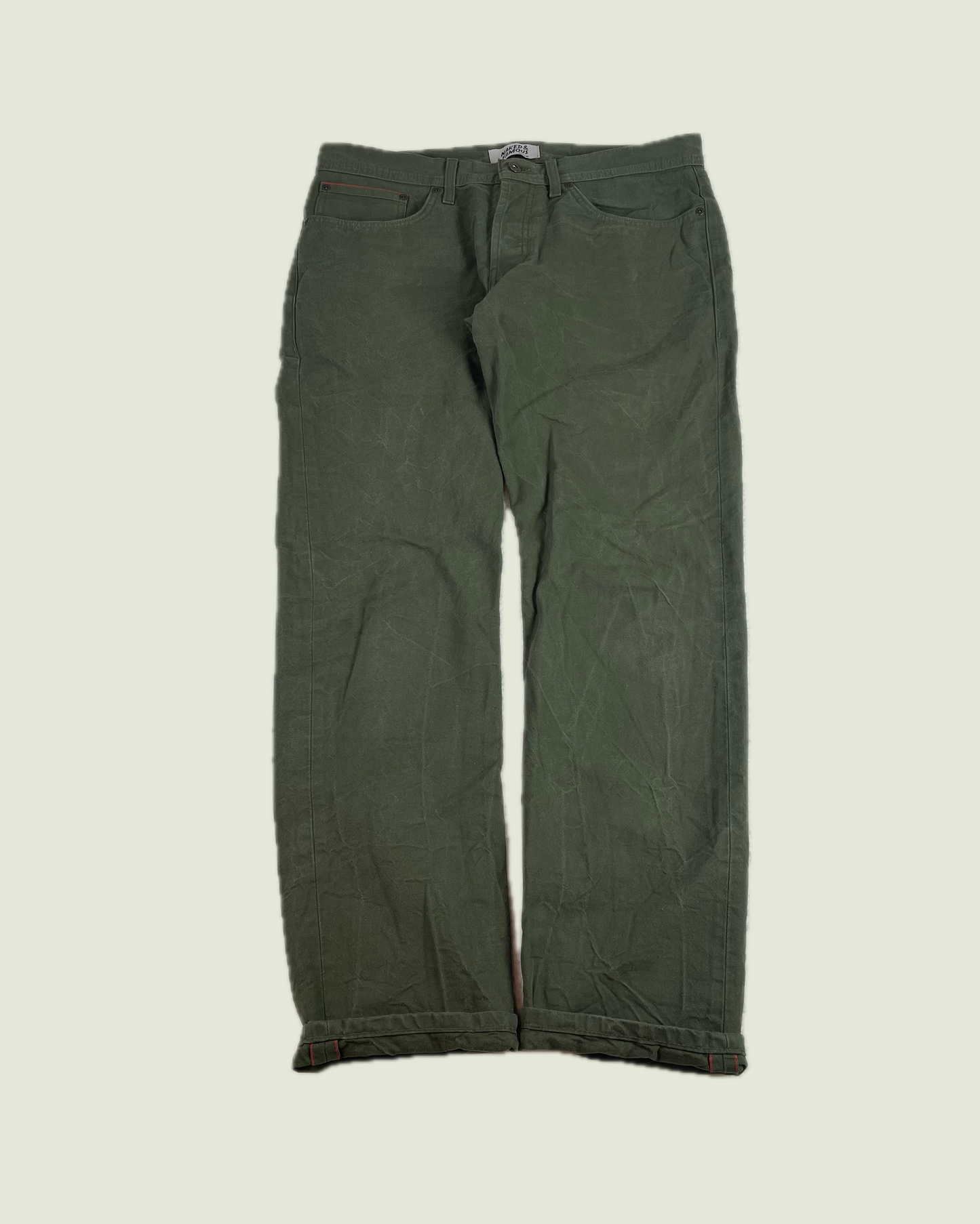Naked & Famous Army Green Duck Selvedge Jeans