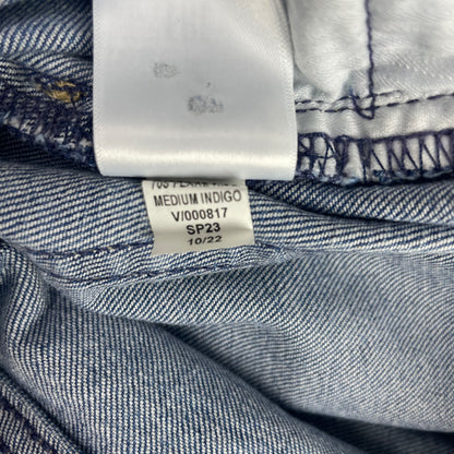 Gap Two-Tone Medium Indigo '70s Flare High Rise Panelled Jeans 28 Raw Hem