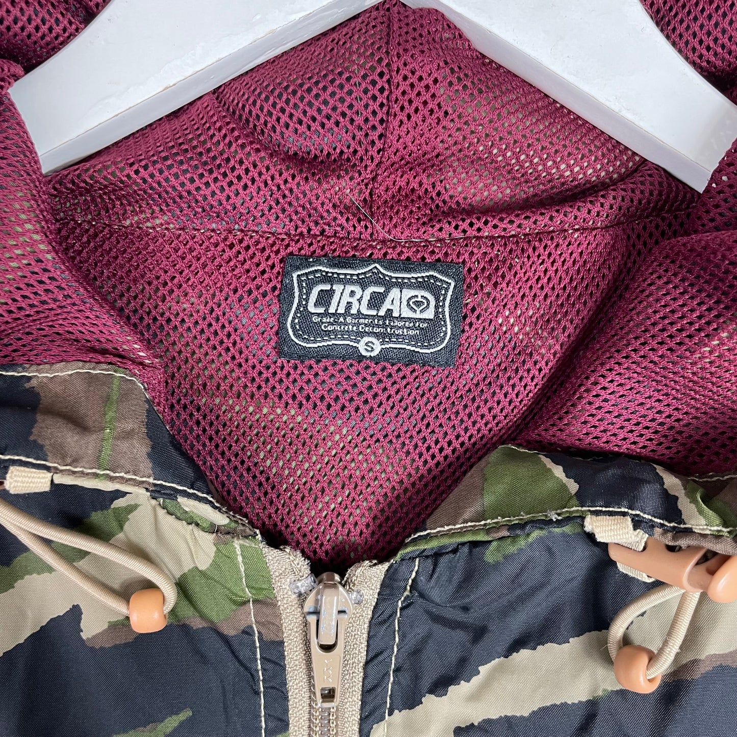 Retro Circa Zip Up Camo Military Green Windbreaker Jacket