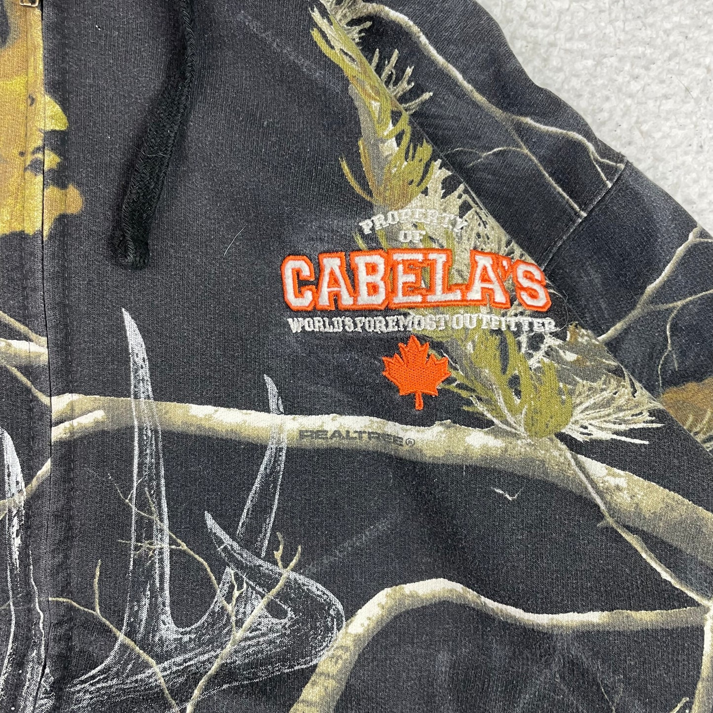 Vintage Cabelas Realtree Edge Dark Zip Up Hoodie