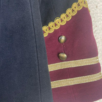 Zara Navy Blue Gold Trim Military Hussar Jacket S Regency Old Money