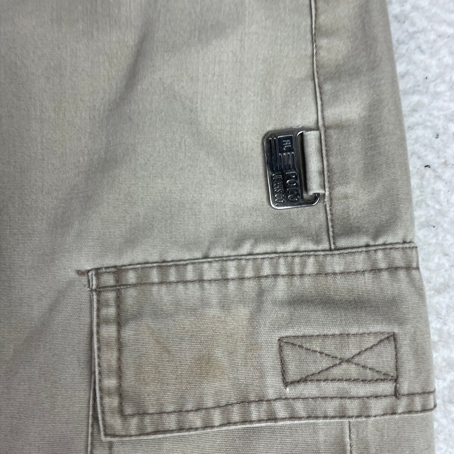 Polo Jeans Co. Khaki Cargo Shorts Vintage RL Flag Tan
