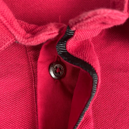 Prada Milano Red Short Sleeve Polo Shirt with Logo Patch