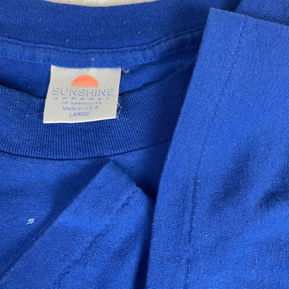 Vintage Sunshine Apparel Blue Dolphin Florida Graphic T-Shirt Large