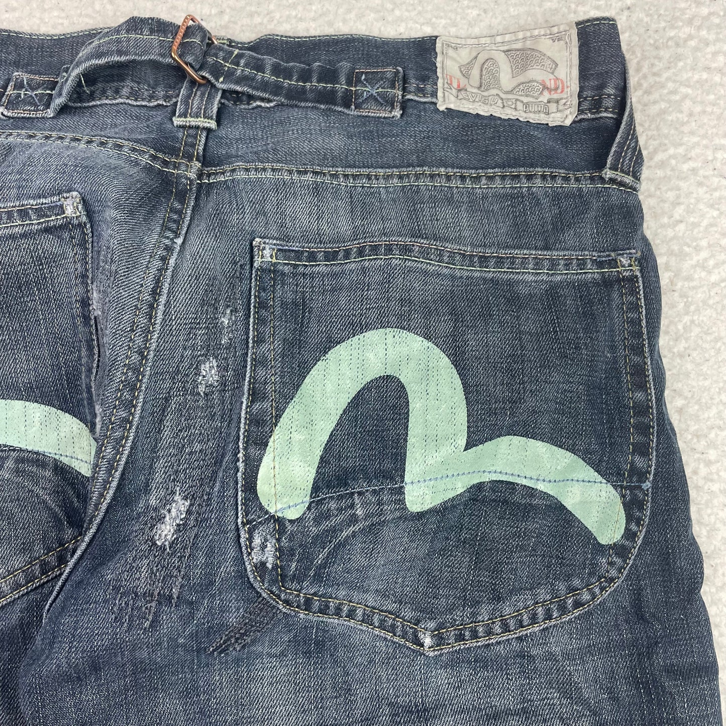 Evisu x Puma Dark Wash Seagull Logo Denim Jeans