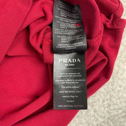 Prada Milano Red Short Sleeve Polo Shirt with Logo Patch