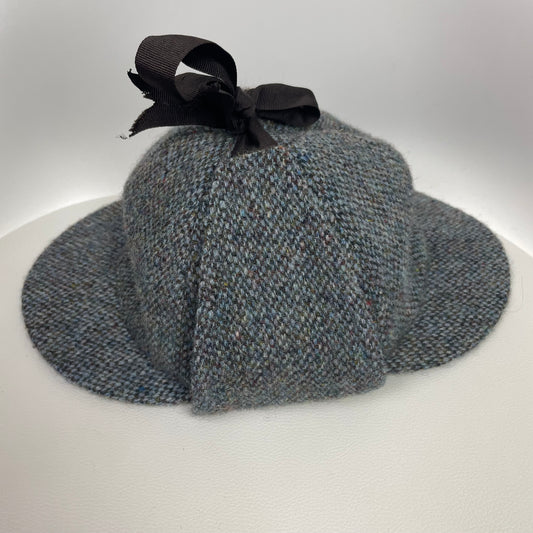 Harris Tweed Grey Wool Deerstalker Hat XL 7 1/2 Sherlock Holmes