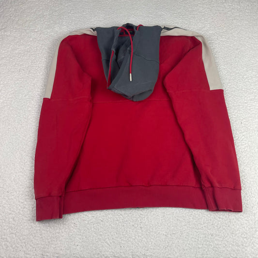 BOSS Red Grey Colorblock Striped Full Zip Hoodie L Minimalist Casual
