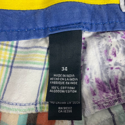 Y2K Enyce Patchwork Plaid Floral Cotton Baggy Shorts 34 Hip Hop Street