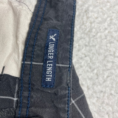 American Eagle Dark Grey Windowpane Grid Cotton Shorts 36 Preppy Casual