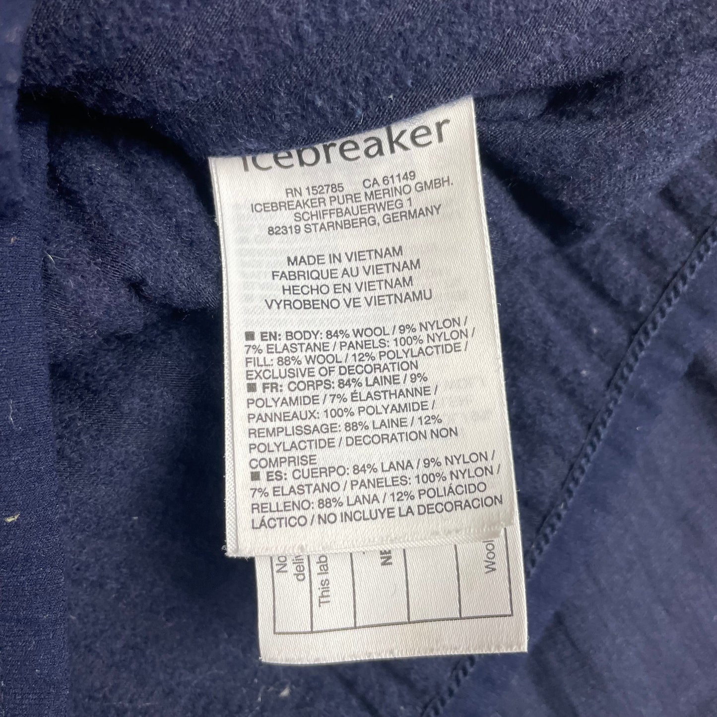 Icebreaker MerinoLoft Navy Blue Full Zip Hybrid Quilted Jacket