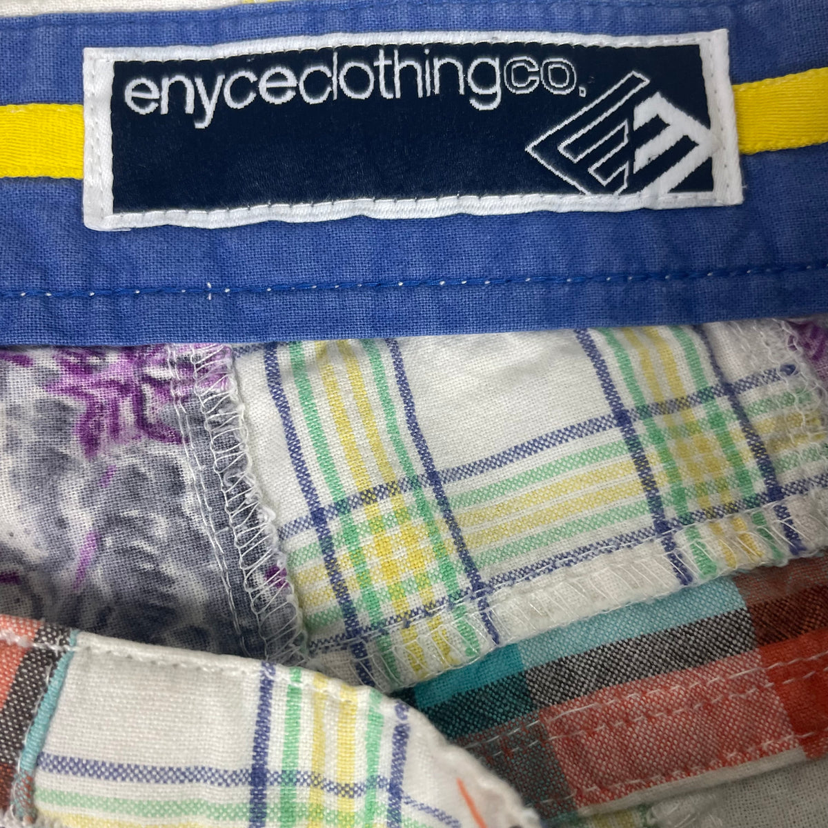 Y2K Enyce Patchwork Plaid Floral Cotton Baggy Shorts 34 Hip Hop Street