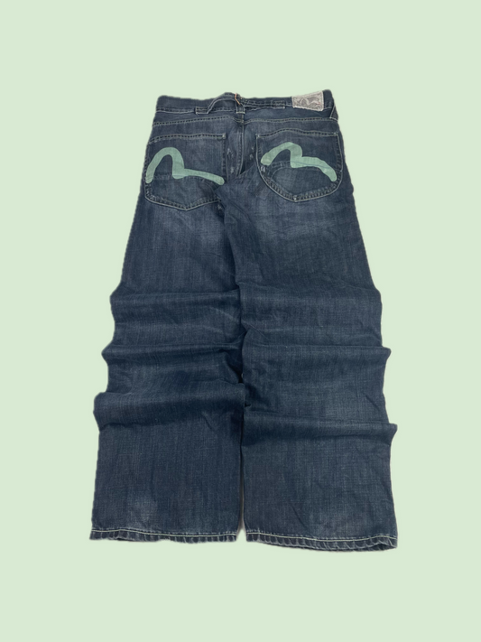 Evisu x Puma Dark Wash Seagull Logo Denim Jeans