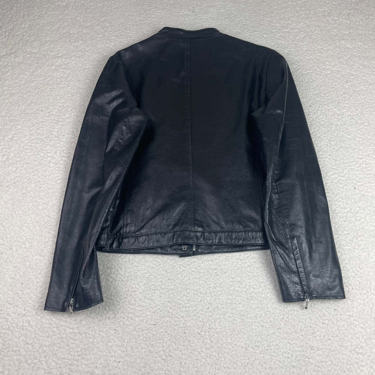 Esprit Black Leather Moto Jacket M Minimalist Quiet Luxury Mob Wife