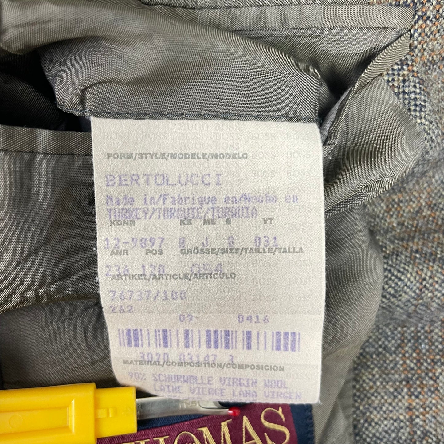 Vintage Hugo Boss Bertolucci Brown Tweed Virgin Wool Cashmere Blazer