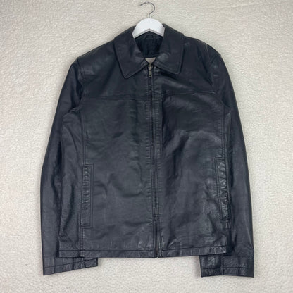 Vintage Leather Harrington Style Black Zip Up Jacket