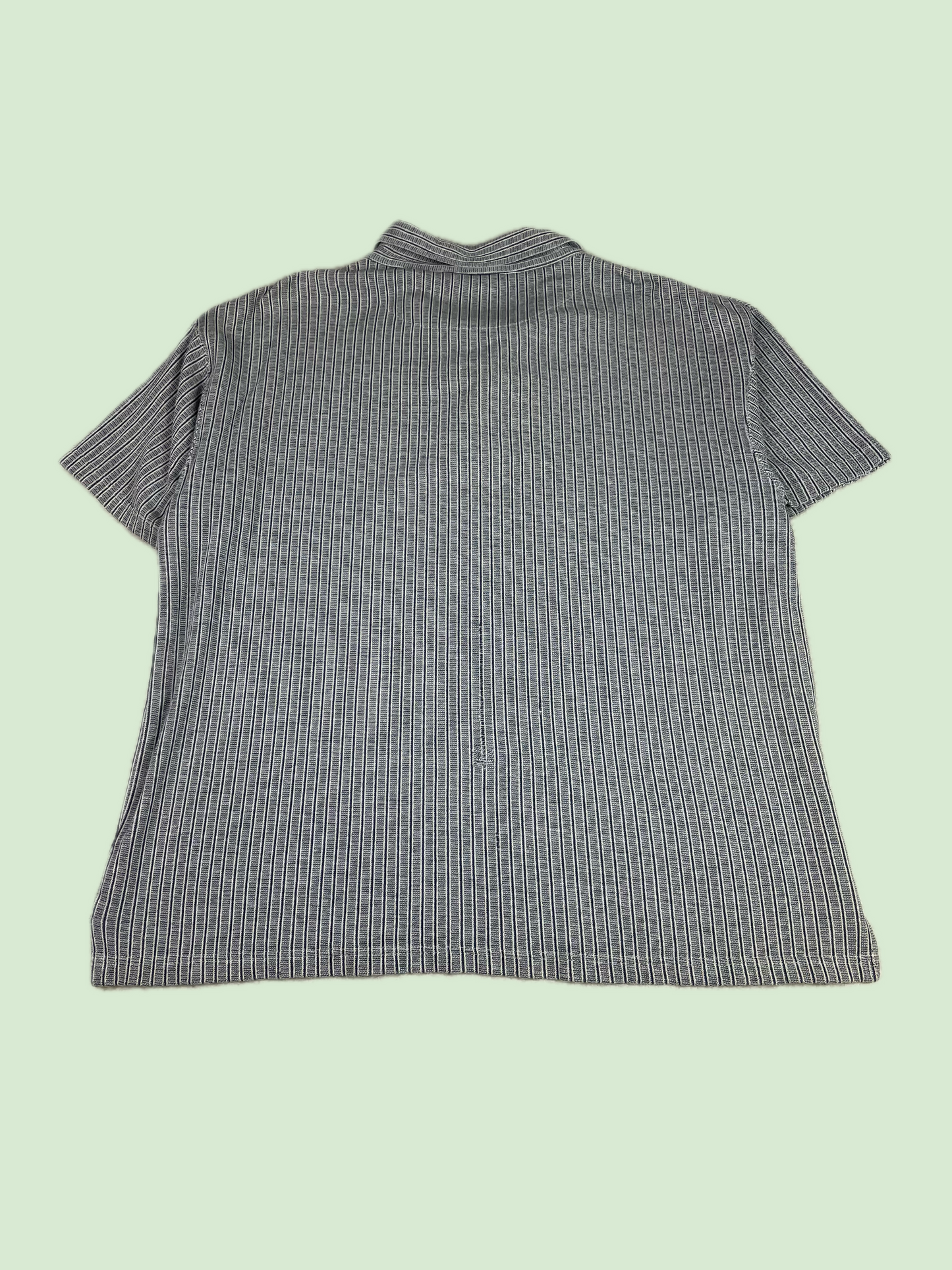 River Washed Boxy Cropped Oversize Striped Short Sleeve Polo