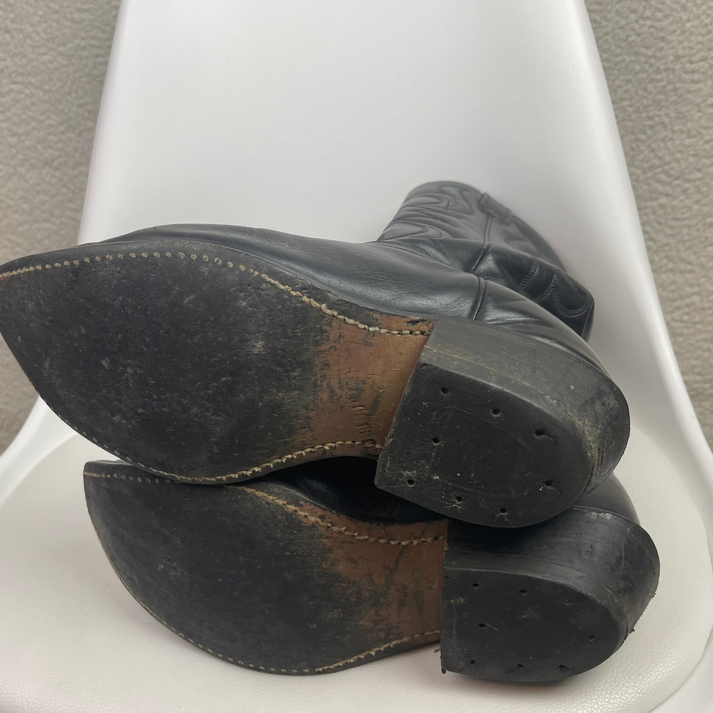 Vintage Bull Rider Black Genuine Leather Cowboy Boots