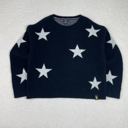 US Polo Assn Star Graphic Boxy Black Sweater