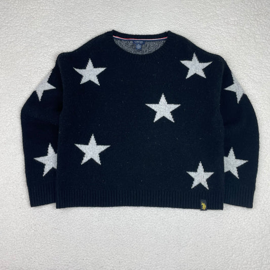 US Polo Assn Star Graphic Boxy Black Sweater
