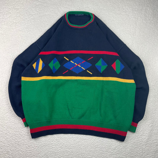 Vintage United Colors of Benetton Colour Block Argyle Sweater