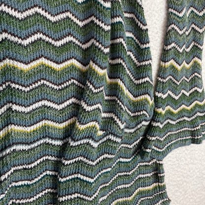 Free People Boho Zig Zag Striped Bell Sleeve Sweater