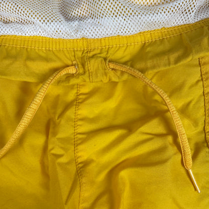 Nike Yellow Mesh Lined Athletic Shorts Side Stripe