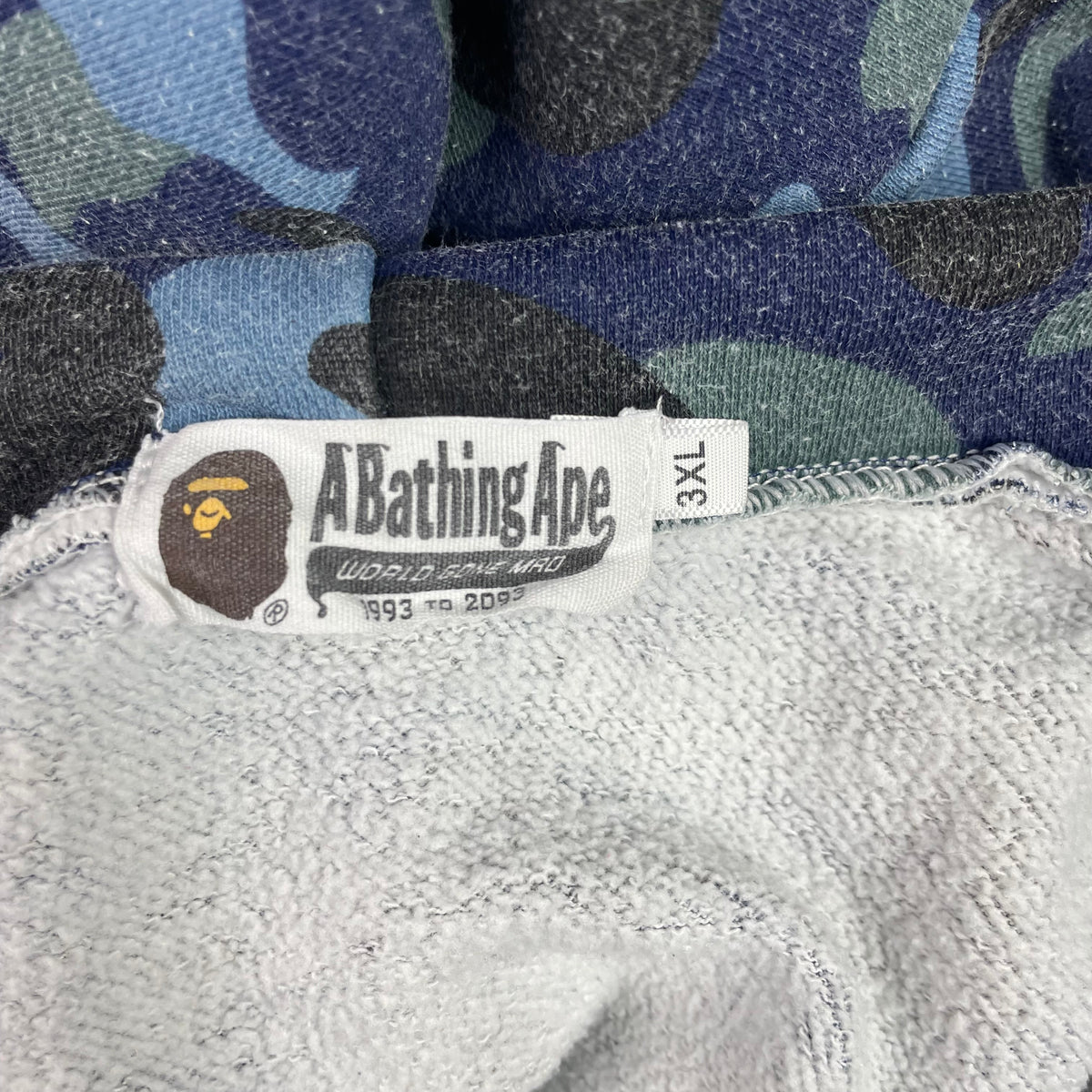 A Bathing Ape Blue Camo Shark Full Zip Hoodie 3XL WGM Patches