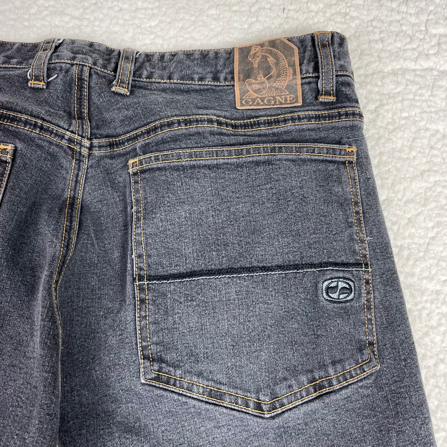 Vintage Split Medium Wash Gray Button Fly Baggy Jeans