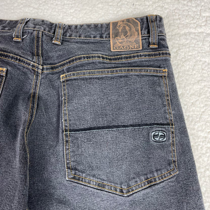 Vintage Split Medium Wash Gray Button Fly Baggy Jeans