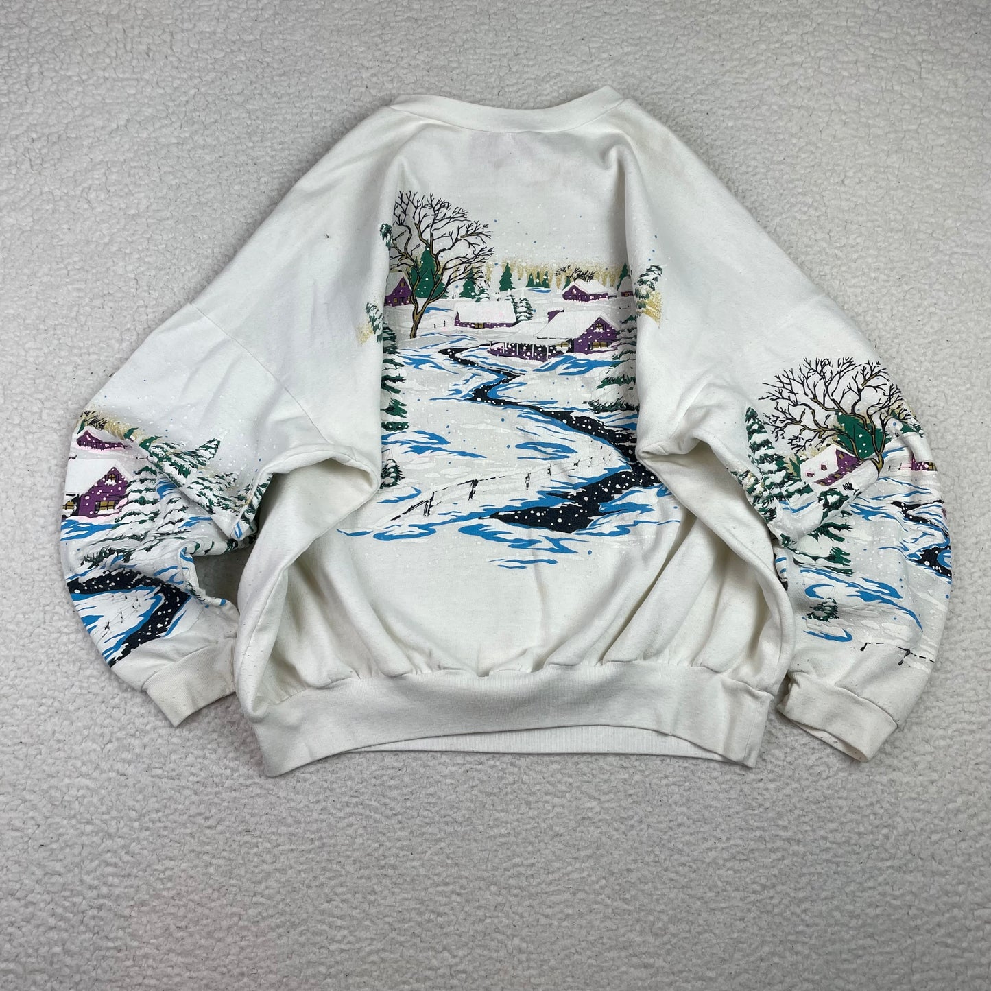 Vintage Winter Cabin AOP Drop Shoulder Sweatshirt
