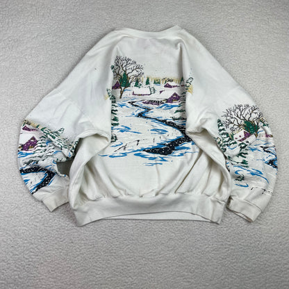 Vintage Winter Cabin AOP Drop Shoulder Sweatshirt