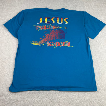 Vintage Blue March For Jesus Christian Single Stitch Graphic Shirt XL