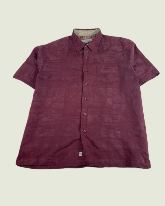 Y2K Quiksilver Tropical Hawaiian Red Button Up Shirt