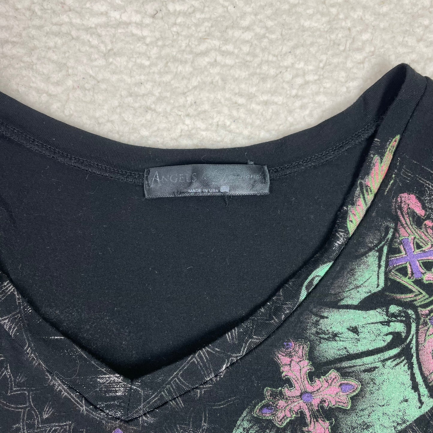 Angels and Diamonds Affliction Style Rhinestone Shirt