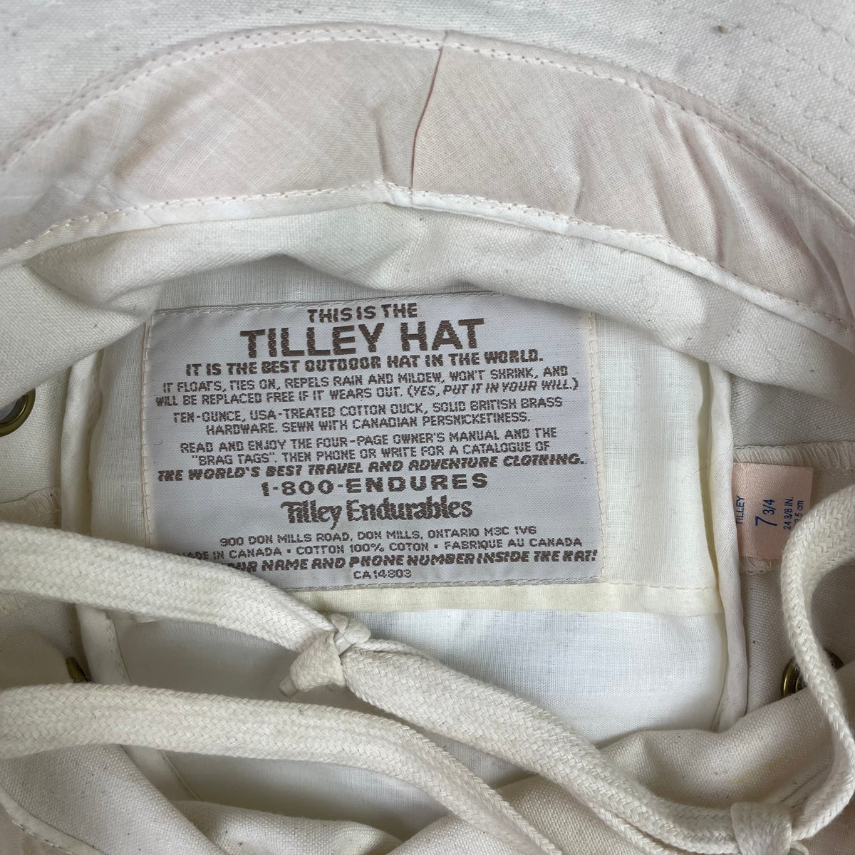Tilley Off-White Cotton Duck Safari Hat 7 3/4 Gorpcore Made In Canada