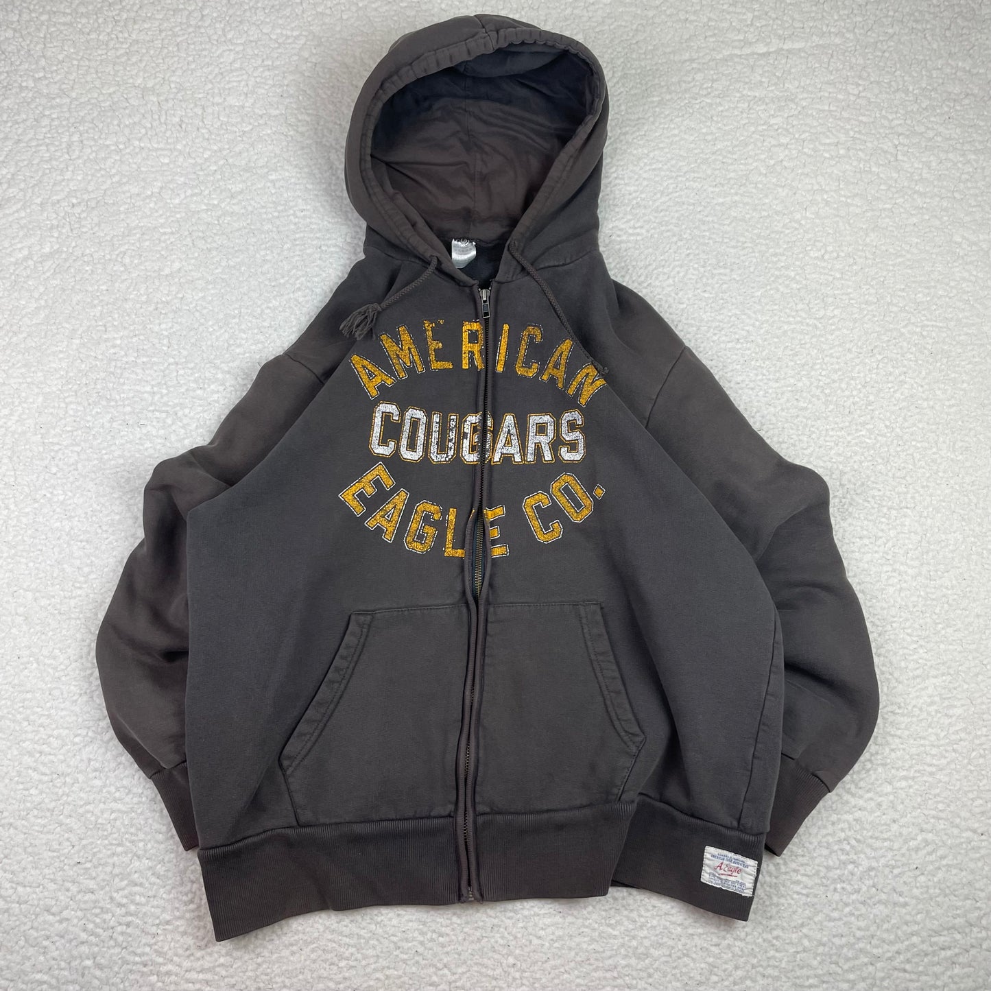 Vintage American Eagle Cougars Brown Zip Up Hoodie